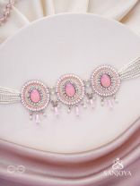 Nishru - Life In Spring - Stones, Glass Drops And Beads Hand Embroidered Neckpiece