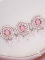 Nishru - Life In Spring - Stones, Glass Drops And Beads Hand Embroidered Neckpiece