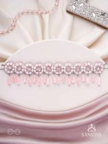 Aravindini - The Love Rose - Stone, Beads And Glass Drops Hand Embroidered Neckpiece