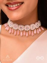 Aravindini - The Love Rose - Stone, Beads And Glass Drops Hand Embroidered Neckpiece