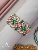 Savitra - The Spring Flowers - Stones And Beads Hand Embroidered Bangle 