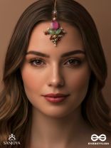 Madhudyana - Garden Of Spring - Stone And Beads Hand Embroidered Maangtika