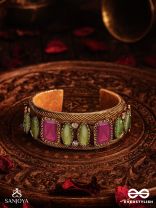 Satapattri - The Rosy Ferns - Stone Hand Embroidered Cuff Bracelet