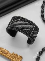 Nisithah - The Midnight's Magic - Beads And Cutdana Hand Embroidered Cuff Bracelet