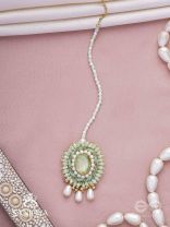 Aranyani - The Meadow Dreams - Stone, Beads And Pearls Hand Embroidered Maangtika