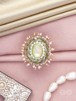 Dyutaka - The Enchanted Forest - Stone And Beads Hand Embroidered Ring (Adjustable)