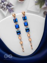 The Indigo Night- Classy Blue And Golden Earrings