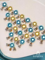 Parigha - The Cloud Line - Beads And Mirror Hand Embroidered Oxidised Neckpiece