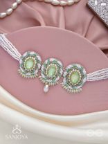 Tankasala - Frosted Fern - Stones And Pearls Hand Embroidered Neckpiece
