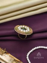 Aranyaja - Born In Forest - Beads And Stone Hand Embroidered Ring (Adjustable)