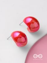 Groovy Arcs - Holographic Acrylic Earrings (Red)