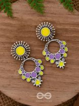 The Twilight Bloom - Statement Enamelled Oxidised Ear Jackets