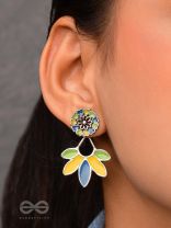 Sunlit Meadows - Statement Enamelled Oxidised Ear Jackets