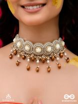 Stavaka- The Beloved Bouquet- Beads, Pearl And Glass Drops Hand Embroidered Choker Neckpiece