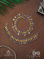 The Dainty Dazzle- Enamelled Oxidised Anklets (Set of 2)