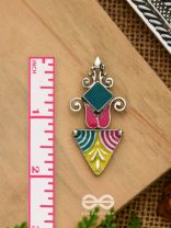 The Adorned Prisms- Enamelled Oxidised Ear Jackets (Red, Yellow And Green)