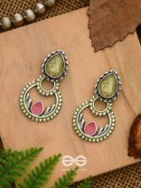 The Lily Woods- Stone Enamelled Oxidised Ear Jackets