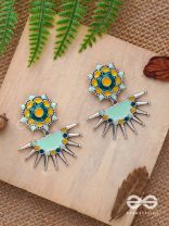 The Begonia Field- Enamelled Oxidised Ear Jackets