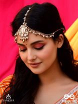 Roopdheya - The Budding Beauty - Shell, Mirrors, Beads And Glass Drops Hand Embroidered Maangtika