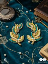 Parnin - The Embellished Feathers - Beads, Sequins And Cutdana Hand Embroidered Earrings
