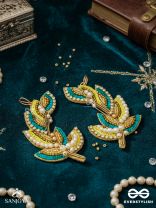 Parnin - The Embellished Feathers - Beads, Sequins And Cutdana Hand Embroidered Earrings