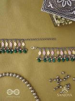 Kadkani - The Pastel Bells - Enamelled Oxidised Anklets (Set Of 2)