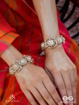 Tararaman - The Bejewelled Galaxies - Beaded Hand Embroidered Cuff Bracelets (Set Of 2)