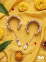 Prachurya - The Marine Abundance - Shells, Mirrors And Beads Hand Embroidered Cuff Bracelets (Set Of 2)