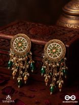Varsham - The Captivating Rainfall - Cutdana, Dabka, Beads And Glass Drops Hand Embroidered Earrings