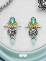 The Warm Shades - Stone Enamelled Oxidised Earrings