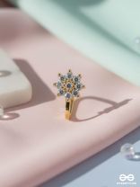 The Embedded Flower - Golden Cubic Zirconia NoseRing (NON-PIERCING)