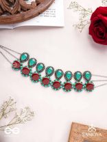 Palash - The Green Serenade - Stones And Beads Hand Embroidered Choker Neckpiece