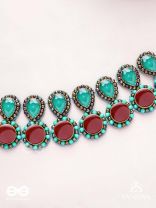 Palash - The Green Serenade - Stones And Beads Hand Embroidered Choker Neckpiece