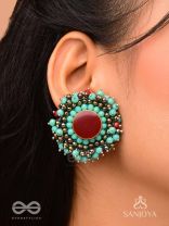 Sushaman - The Calming Greens - Beaded Hand Embroidered Earrings