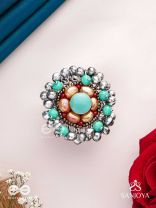 Virutya - The Humming Colours - Stone And Beads Hand Embroidered Ring