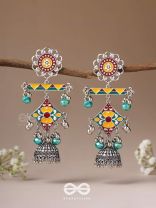 The Calming Hues - Enamelled Oxidised Earrings