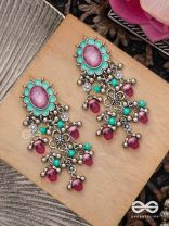 The Rosy Mist - Enamelled Oxidised Earrings