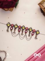 Alankarya - The Bejewelled Shalimar - Stones, Beads And Mirrors Hand Embroidered Oxidised Choker Neckpiece