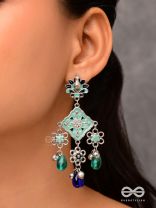 The Sea Calm - Enamelled Oxidised Earrings