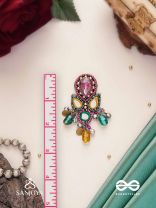 Guhyani - The Mysterious Hues - Stone, Mirrors And Glass Drops Hand Embroidered Earrings