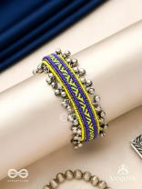 Vidhatrayus - The Sunflower Meadows - Beaded Hand Embroidered Oxidised Cuff Bracelet