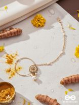 Vimrigvan - The Pristine Charm - Pearls And Beads Hand Embroidered Nath (Non-Piercing)