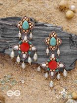 Kusumvat - The Blissful Flowers - Beads, Dabka And Pearl Drops Hand Embroidered Earrings