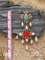 Kusumvat - The Blissful Flowers - Beads, Dabka And Pearl Drops Hand Embroidered Earrings