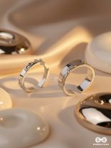 The Engraved Stories - Silver Embellished Rings (Set Of 2 Adjustable)