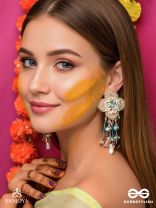 Parirapin - The Whispering Buds - Sequins, Beads And Glass Drops Hand Embroidered Earrings