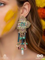 Parirapin - The Whispering Buds - Sequins, Beads And Glass Drops Hand Embroidered Earrings