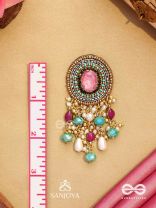 Prakhyaih - The Hazy Splendor - Stones, Beads And Pearl Drops Hand Embroidered Earrings