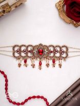 Ratnavati Hara- Adorned with Gemstones- Embroidered Gemstone Neckpiece with Beads & Thread work