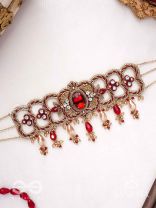 Ratnavati Hara- Adorned with Gemstones- Embroidered Gemstone Neckpiece with Beads & Thread work